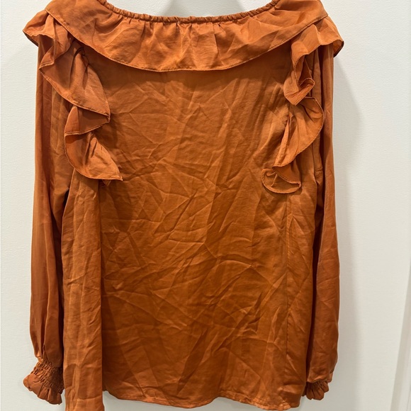 Rust Orange Ruffled Women's Top - Picture 4 of 5